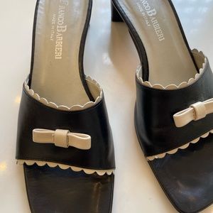 Black slides ,cream trim and bow